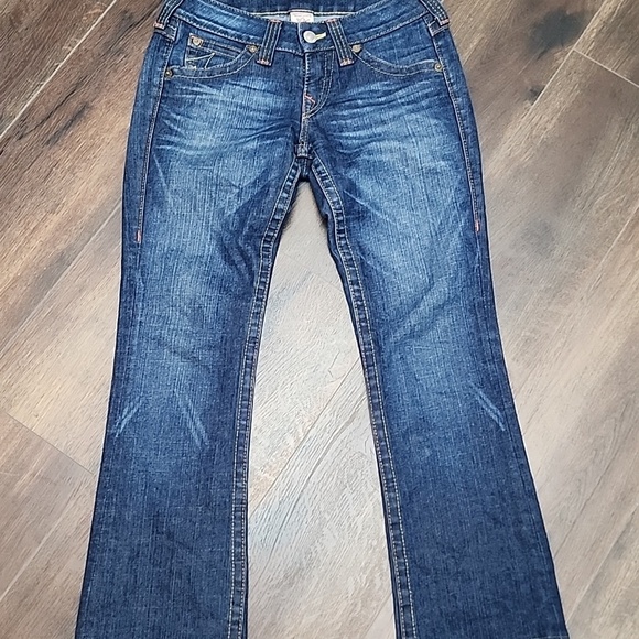 True Religion Denim - True Religion Blue Flare Wide Leg Stretch Jeans sz 27 Hemmed 28in